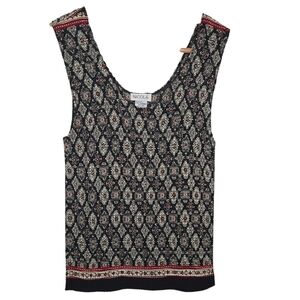 Nicola Womens Crinkle Crepe Geo Print Tank Top Blouse Size Large
